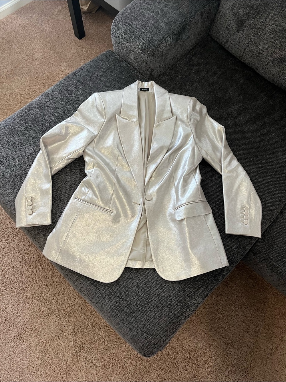 Express Shimmery Ivory White Blazer